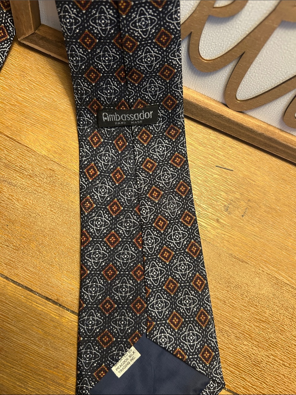 Men's Black & Brown peacock Silk Tie
